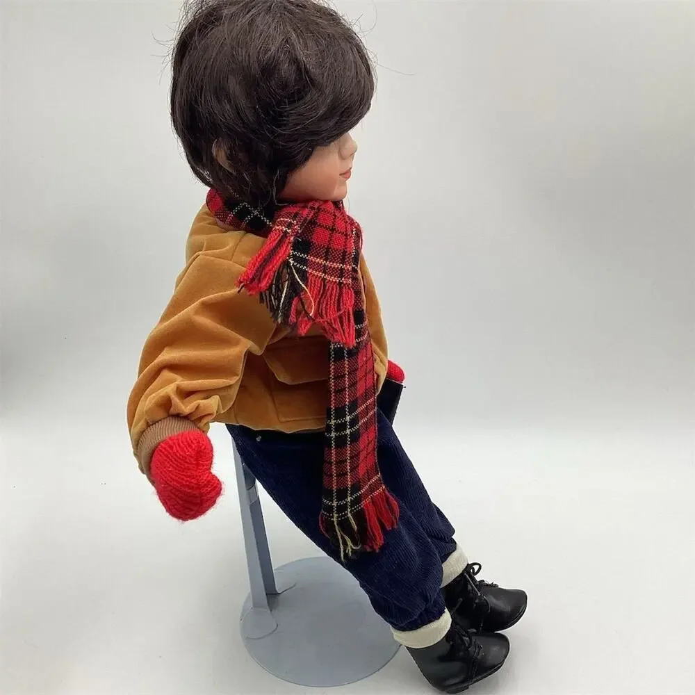A Vintage Porcelain Boy Doll 16”with Ice Skates‎ Winter Theme